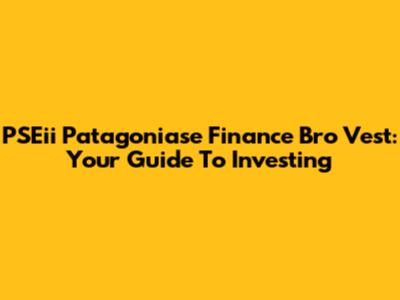 PSEii Patagoniase Finance Bro Vest: Your Guide To Investing