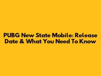 PUBG New State Mobile: Release Date & What You Need To Know