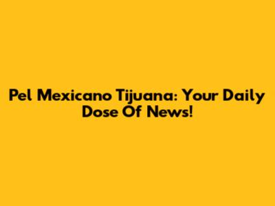 Pel Mexicano Tijuana: Your Daily Dose Of News!