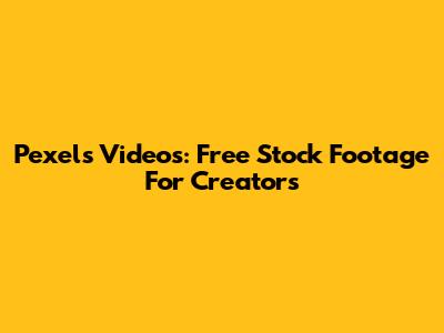 Pexels Videos: Free Stock Footage For Creators