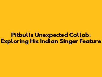 Pitbull's Unexpected Collab: Exploring His Indian Singer Feature