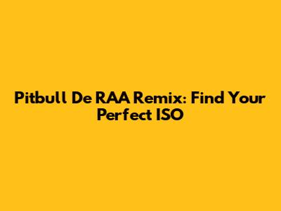 Pitbull De RAA Remix: Find Your Perfect ISO
