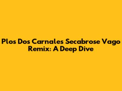 Plos Dos Carnales' 'Secabrose Vago' Remix: A Deep Dive