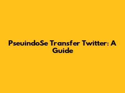 PseuindoSe Transfer Twitter: A Guide
