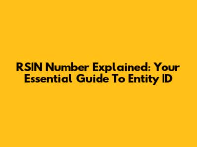 RSIN Number Explained: Your Essential Guide To Entity ID