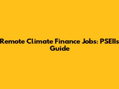 Remote Climate Finance Jobs: PSEII's Guide