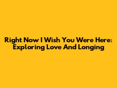 Right Now I Wish You Were Here: Exploring Love And Longing