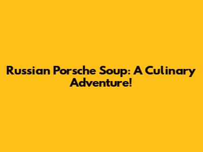 Russian Porsche Soup: A Culinary Adventure!