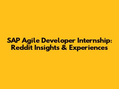 SAP Agile Developer Internship: Reddit Insights & Experiences