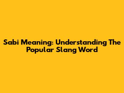 Sabi Meaning: Understanding The Popular Slang Word