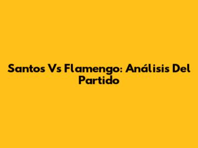 Santos Vs Flamengo: Análisis Del Partido