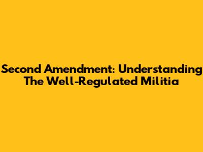 Second Amendment: Understanding The Well-Regulated Militia