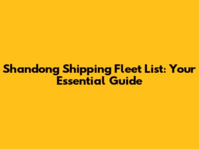 Shandong Shipping Fleet List: Your Essential Guide