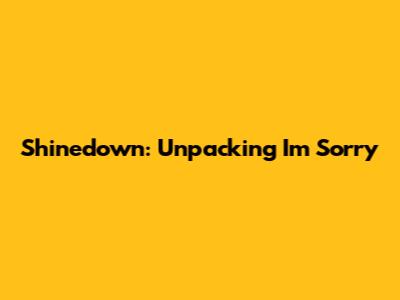 Shinedown: Unpacking "I'm Sorry"