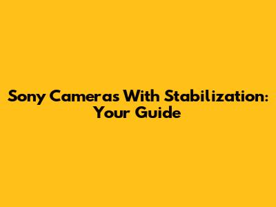 Sony Cameras With Stabilization: Your Guide