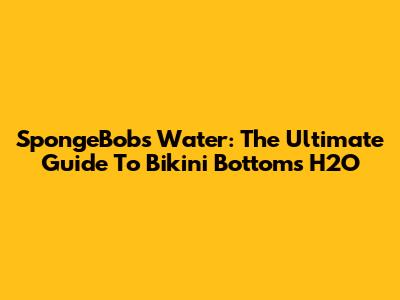 SpongeBob's Water: The Ultimate Guide To Bikini Bottom's H2O