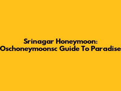 Srinagar Honeymoon: Oschoneymoonsc Guide To Paradise