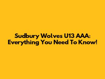 Sudbury Wolves U13 AAA: Everything You Need To Know!