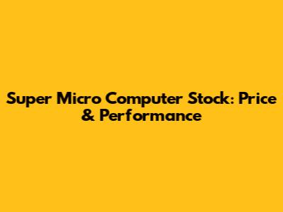 Super Micro Computer Stock: Price & Performance