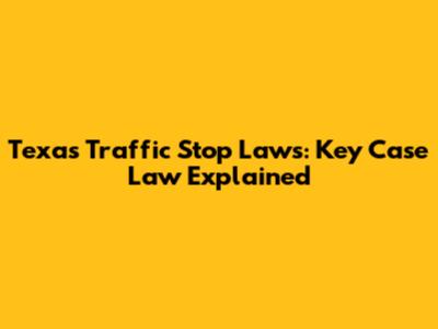 Texas Traffic Stop Laws: Key Case Law Explained