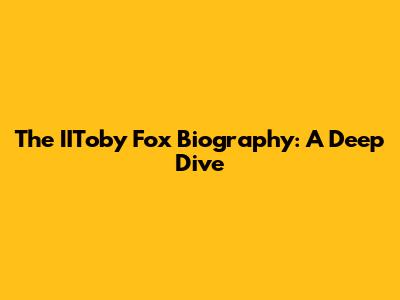 The IIToby Fox Biography: A Deep Dive