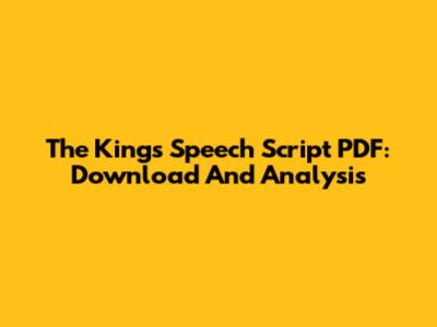 The King's Speech Script PDF: Download And Analysis