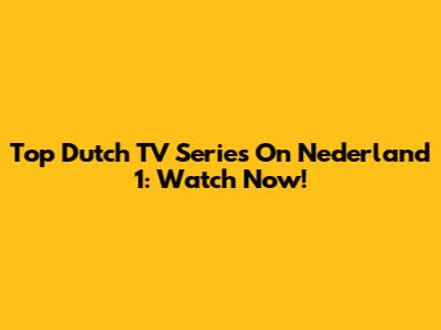Top Dutch TV Series On Nederland 1: Watch Now!