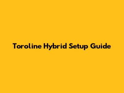 Toroline Hybrid Setup Guide