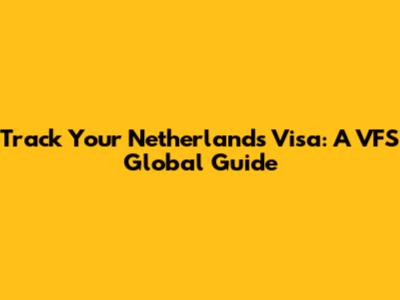 Track Your Netherlands Visa: A VFS Global Guide