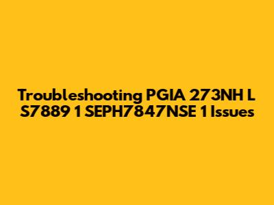 Troubleshooting PGIA 273NH L S7889 1 SEPH7847NSE 1 Issues