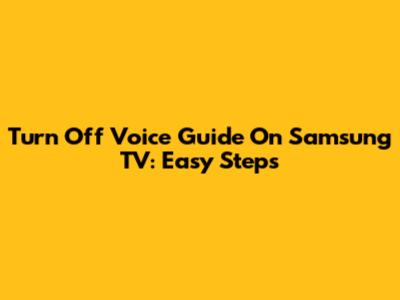 Turn Off Voice Guide On Samsung TV: Easy Steps