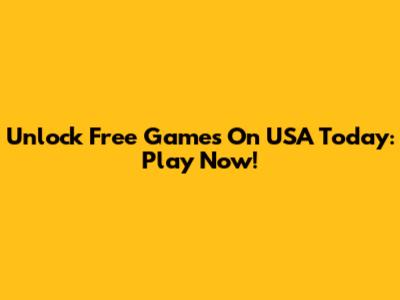 Unlock Free Games On USA Today: Play Now!