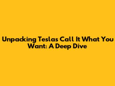 Unpacking Tesla's 'Call It What You Want': A Deep Dive