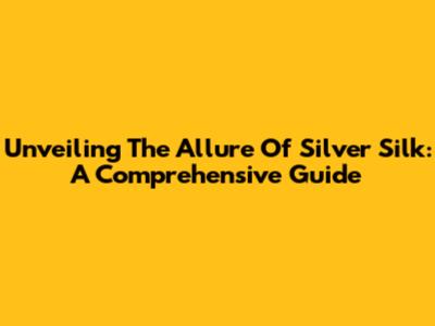Unveiling The Allure Of Silver Silk: A Comprehensive Guide