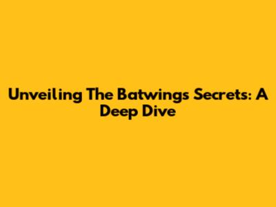 Unveiling The Batwing's Secrets: A Deep Dive