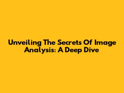 Unveiling The Secrets Of Image Analysis: A Deep Dive