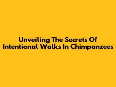 Unveiling The Secrets Of Intentional Walks In Chimpanzees