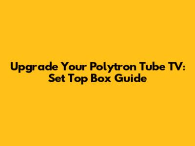 Upgrade Your Polytron Tube TV: Set Top Box Guide