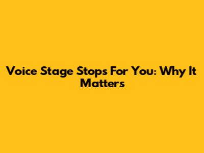 Voice Stage Stops For You: Why It Matters