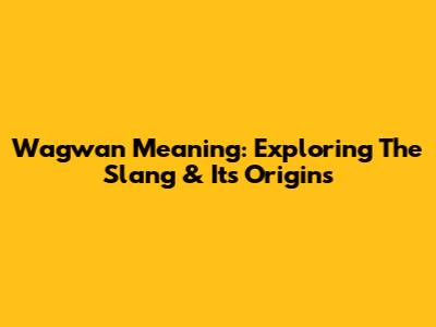 Wagwan Meaning: Exploring The Slang & Its Origins