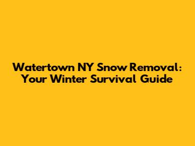 Watertown NY Snow Removal: Your Winter Survival Guide