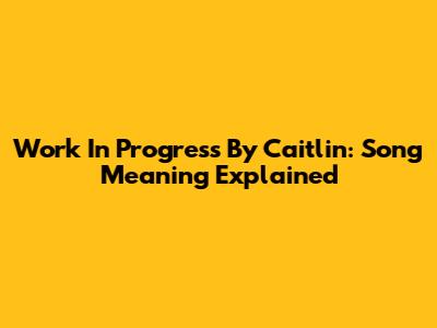 Work In Progress By Caitlin: Song Meaning Explained